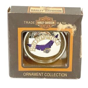 Vintage Harley‎ Davidson Gas Cap Ornament Cavanagh Chrome Purple Wings 2000